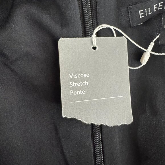 Eileen Fisher Ponte Dress Large Black Sleeveless Leather Trim NWT‎ DR-1730 - Picture 10 of 12